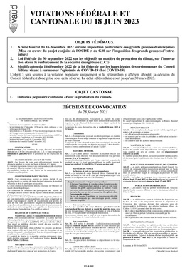 CHVD230618_Décision_de_convocation_Affiche_A3-1 Votations fédérale et cantonale du 18 juin 2023